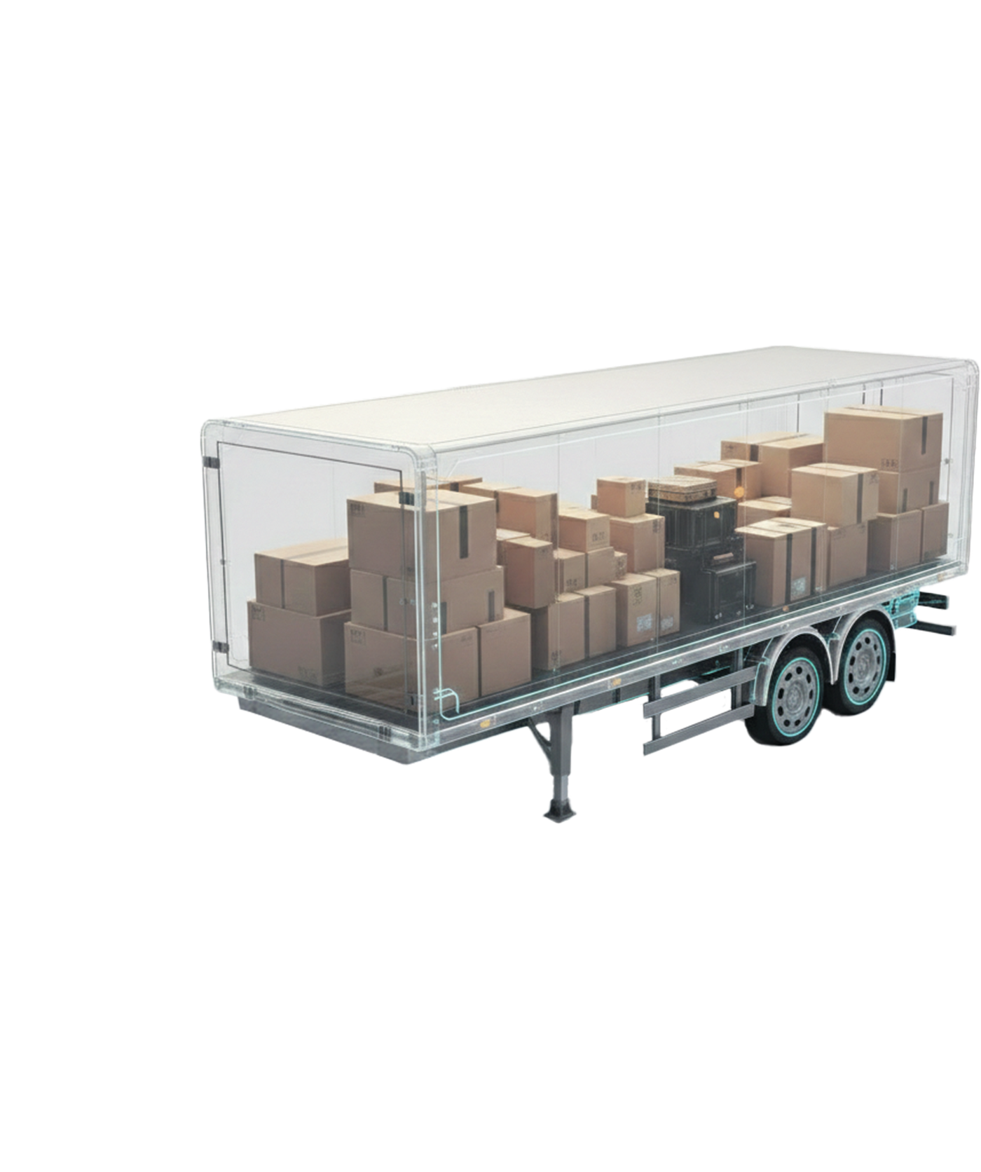 Cutaway trailer showing QuickWeigh sensor and air line routing